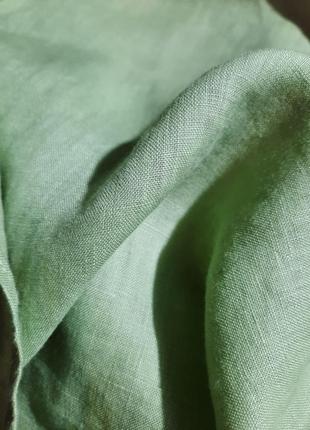 Оливкова льонова блуза7 фото