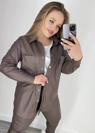 Жіноча шкіряна сорочка 2 кольори