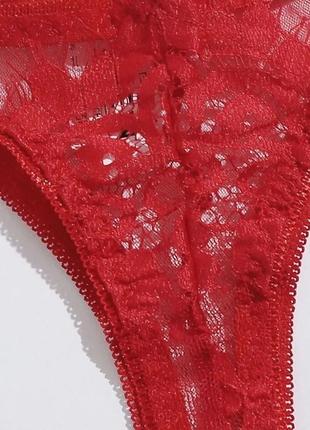 Сексуальний червоний кружевний комплект жіночої нижньої білизни4 фото