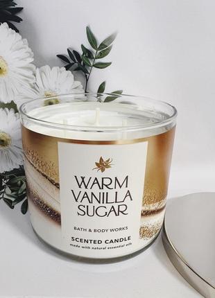 Свічка 3-фітіля warm vanilla sugar від bath and body works2 фото