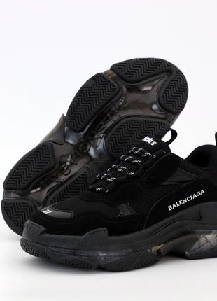 Женские черные кроссовки triple s clear sole black2 фото