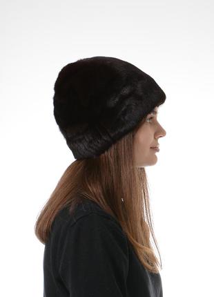 Женская зимняя норковая шапка кубанка3 фото