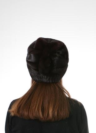 Женская зимняя норковая шапка кубанка4 фото
