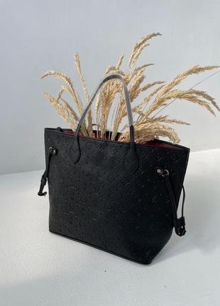 Женская сумка кожаная с ручками, черного цвета