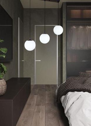 Чорна люстра з білими 15см кулями (56-pr150f-3 bk+wh)2 фото