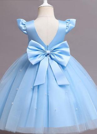 Платье праздничное для девочки голубое очень нежное небесное жемчужина на 5 6 лет 116 120 1221 фото