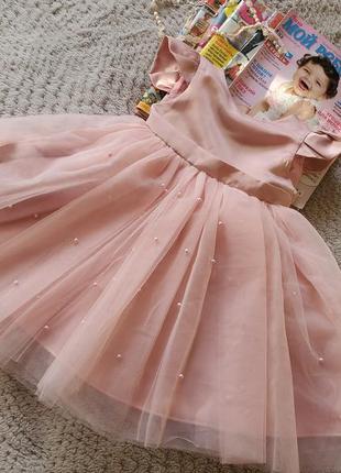 Сукня для дівчинки дитяча пишна гарна святкова 1 рік 2 3 4 5 6 роки рожеве принцеси красиве 80 86 92 98 104 110 116 1225 фото