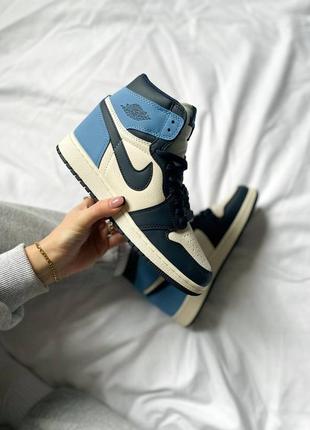 Кросівки nike air jordan 1 retro pink black blue1 фото