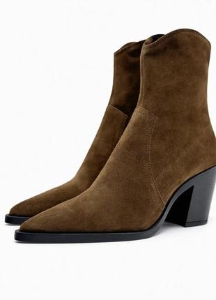 Шкіряні чоботи зара, ковбойки зара нова колекція 🔥