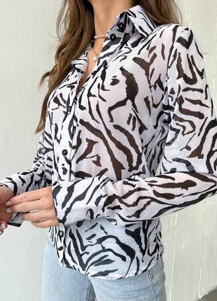 Блуза блузка шифон в анималистичный принт зебра леопард4 фото