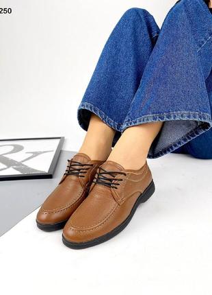Стильные кожаные женские туфли на шнуровке сlassic 💛💙🏆8 фото