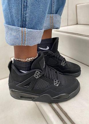 Кросівки nike air jordan retro 4 “black cat” premium