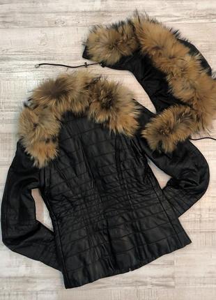 Куртка курточка трансформер кожаная с мехом deni vita, р. s3 фото