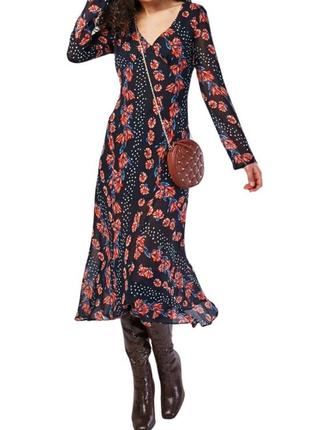 Сукня плаття міді в квітковий принт з довгими рукавами1 фото
