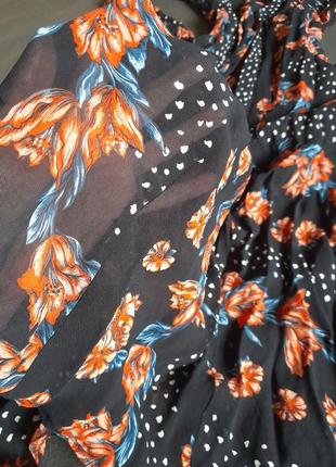 Сукня плаття міді в квітковий принт з довгими рукавами7 фото