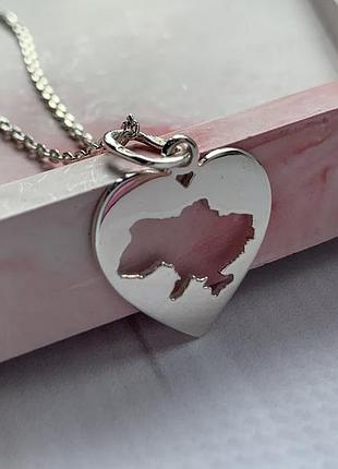Цепочка с подвеской колье карта україна серебро 925 пробы