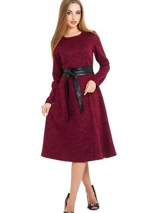 Сукня з поясом гарне жіноче тепле міді плаття нарядне  з довгим рукавом модне жіноче гарне  2101321 фото