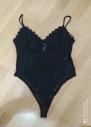 Кружевное базовое боди от h&m,размер m/l