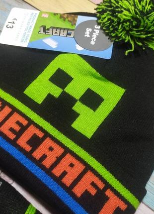 Набір шапка шарф перчатки 4-15 років майнкрафт minecraft комплект3 фото
