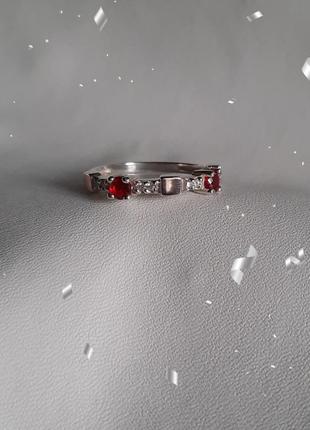 🫧 18 размер кольцо серебро с золотом рубин имитация красный5 фото