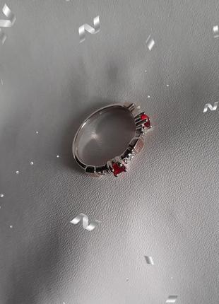 🫧 18 размер кольцо серебро с золотом рубин имитация красный7 фото
