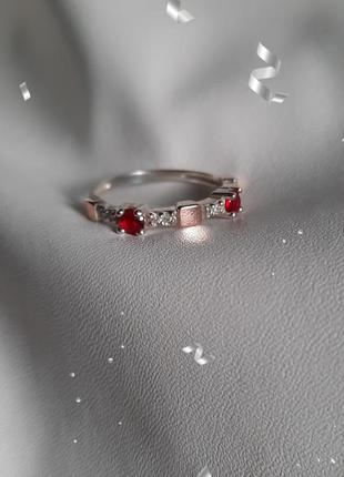 🫧 18 размер кольцо серебро с золотом рубин имитация красный1 фото