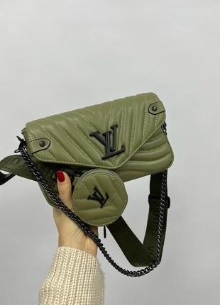 Жіноча стильна зелена сумка з широким ременем через плече 🆕 кросс боді