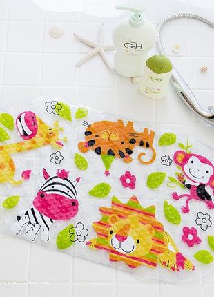 Килимок дитячий антиковзкий на присосках для ванної кімнати тварини1 фото