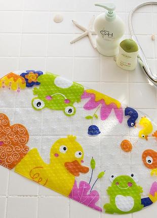 Килимок дитячий антиковзкий на присосках для ванної кімнати качечки та жаби