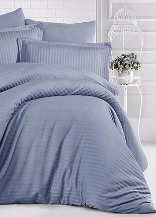 Шикарный полуторный комплект постельного белья из турецкого страйп сатина luxury st-10521 фото