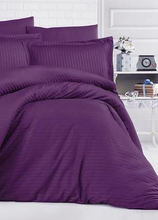 Качественный полуторный комплект постельного белья из турецкого страйп сатина luxury st-1055