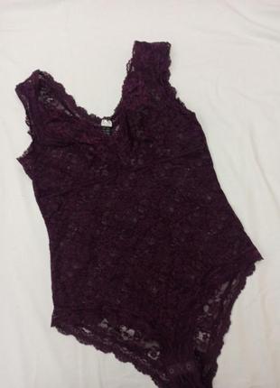 Кружевной комбидресс шикарного ежевичного цвета