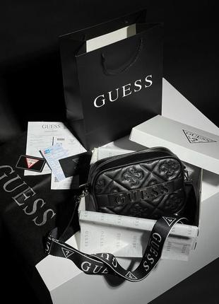 Жіноча маленька чорна сумка з широким ременем через плече guess🆕 кросс боді9 фото