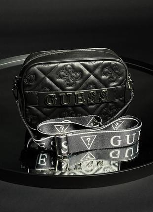 Жіноча маленька чорна сумка з широким ременем через плече guess🆕 кросс боді7 фото