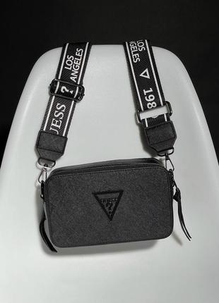 Жіноча маленька чорна сумка з широким ременем через плече guess🆕 кросс боді