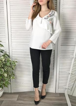 🍓біла бавовняна блуза з вишивкою і воланом primark! 🍉розмір 6 (34)