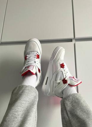 Кроссовки nike air jordan 4 retro white red8 фото