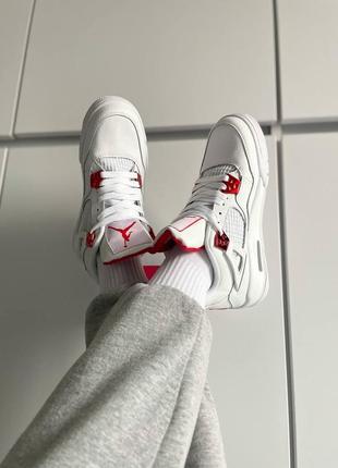 Кроссовки nike air jordan 4 retro white red7 фото