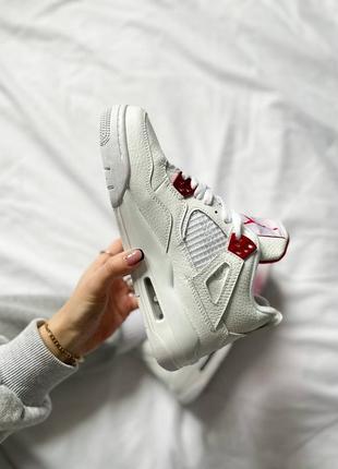 Кроссовки nike air jordan 4 retro white red3 фото