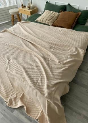 Покрывало плед с узором косичка яркие и пастельные цвета5 фото