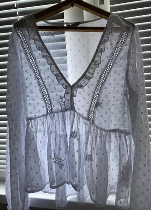 Прозрачная нежная блуза свободного кроя от stradivarius3 фото