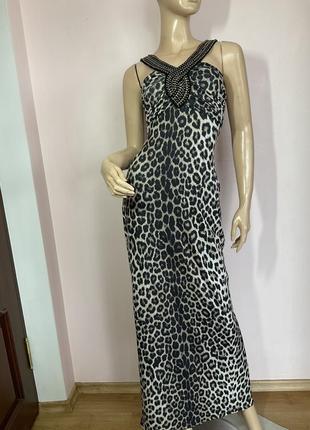 Длинное нарядное платье леопардового принта / xs / brend jane norman