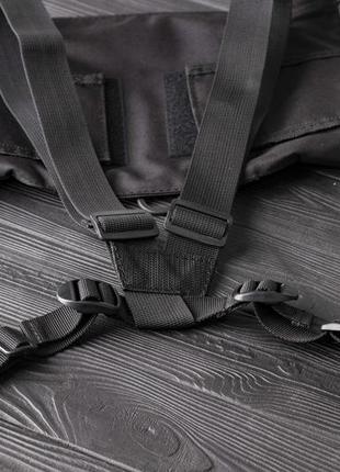 Чоловіча міська нагрудна сумка-жилетка честриг chest rig чорна тканинна, молодіжна розвантажувальна9 фото