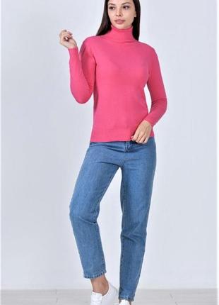 Женский гольф-водолазка базовый с кашемиром moni &co  ярко-розовый 44-462 фото