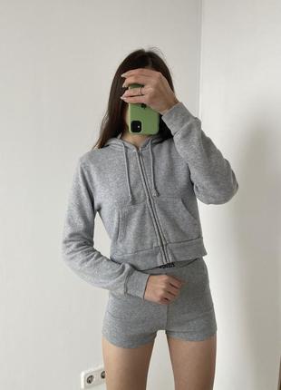 Укороченное зип-худи на флисе