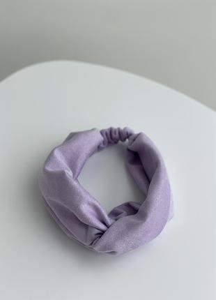 Повязка чалма экозамш на резинке серая черная фиолетовая сиреневая молочная4 фото
