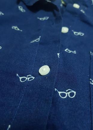 H&amp;m l.o.g.. рубашка женская летняя синяя с очками принт принт s7 фото