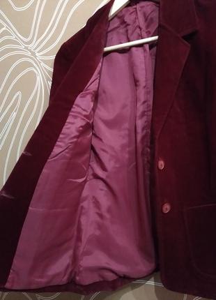 Женский ретро пиджак бархатный цвета бардо9 фото