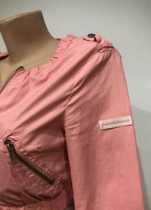 Розовая укороченная куртка бомбер ветровка5 фото