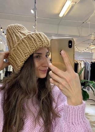 Тепла шапка з вовни альпака